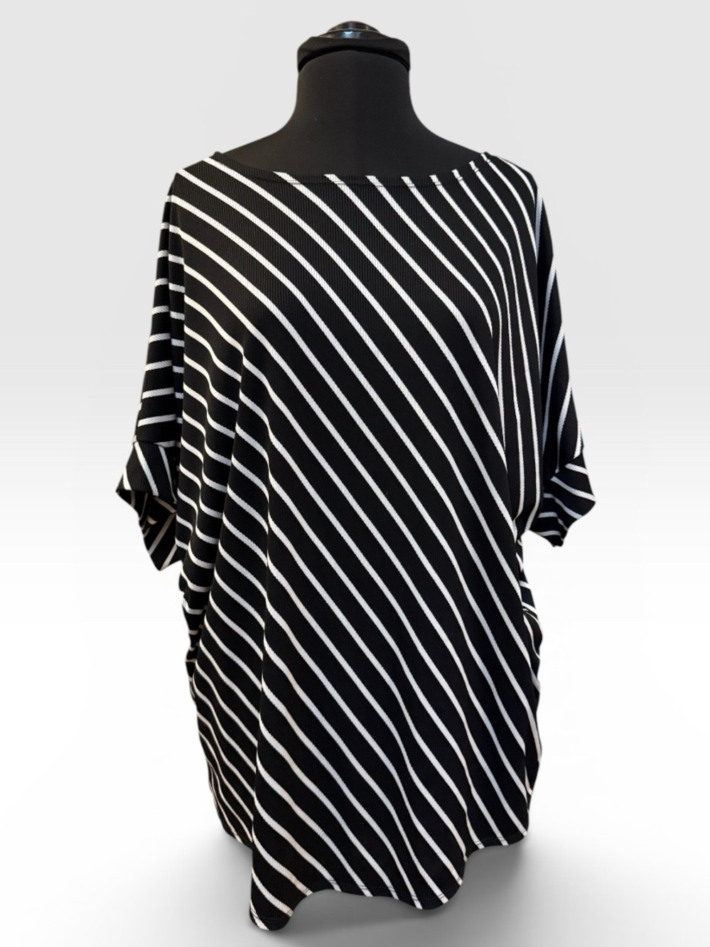 Black & White Striped Women's Boatneck Top